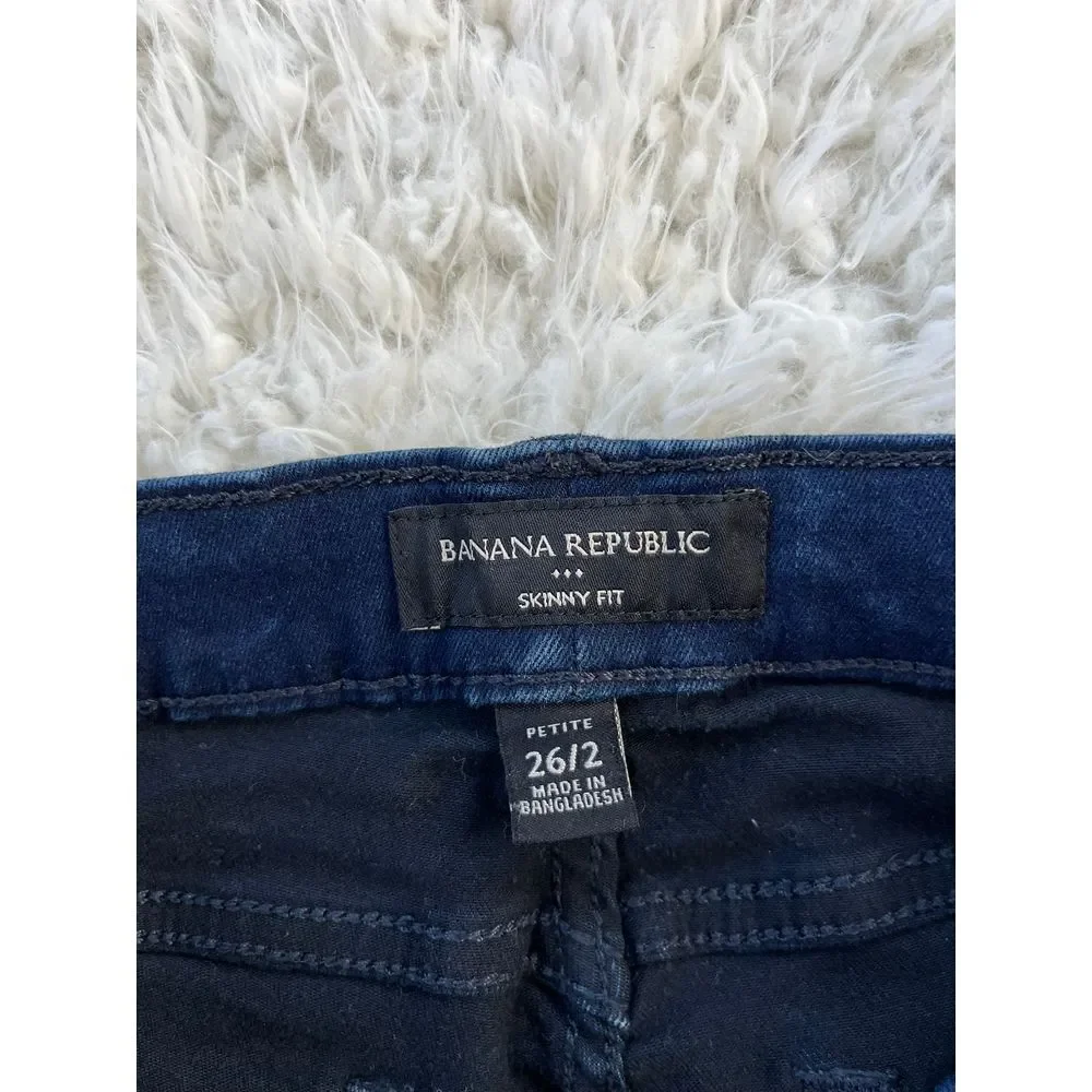 Banana Republic Skinny Fit‎ Dark Blue Denim Jeans Mid Rise Petite 26/2 EUC